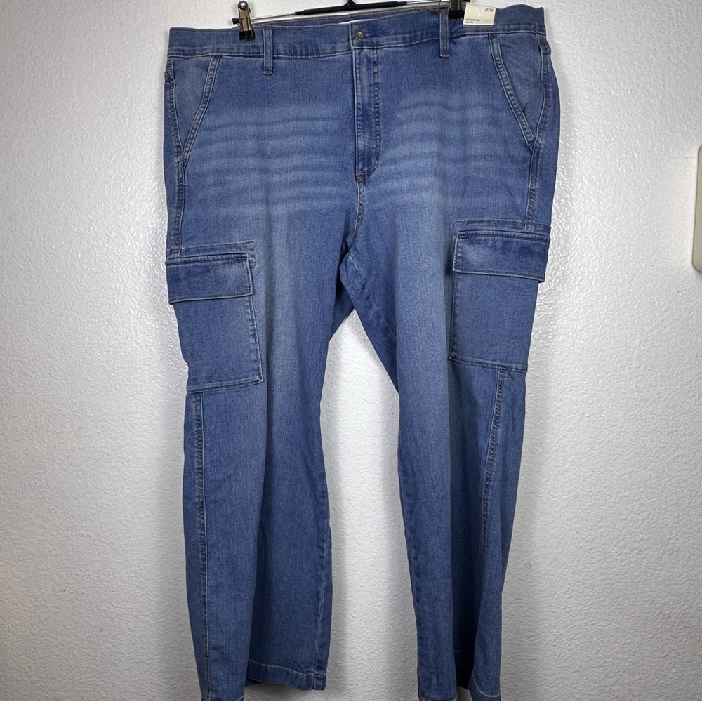 Vintage America Women's Cargo Blue Denim Jeans Plus Size Stretch 20W